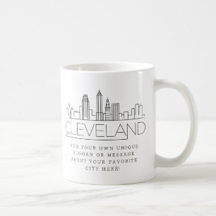Cleveland Stylized Skyline   Anpassningsbar Slogan Kaffemugg