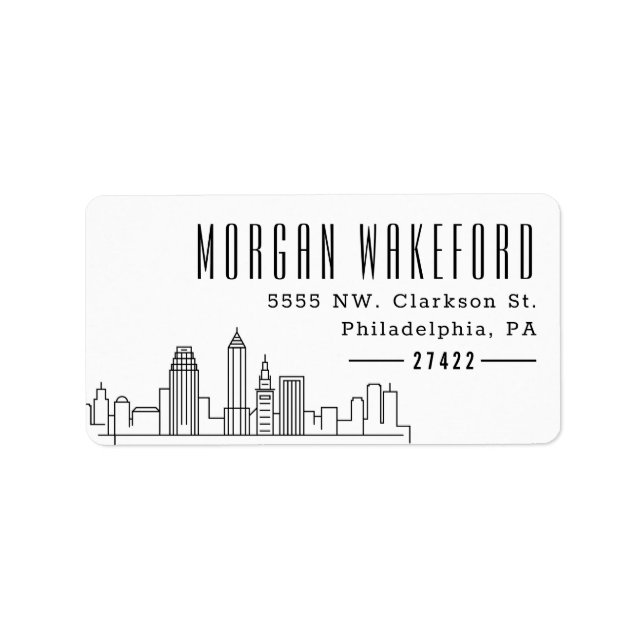 Cleveland Stylized Skyline Large  Adressetikett (Framsidan)