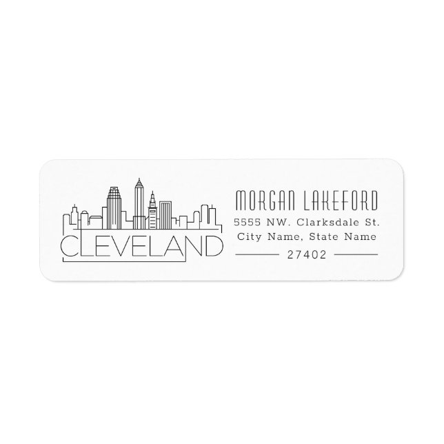 Cleveland Stylized Skyline | Returadress Etikett (Framsidan)