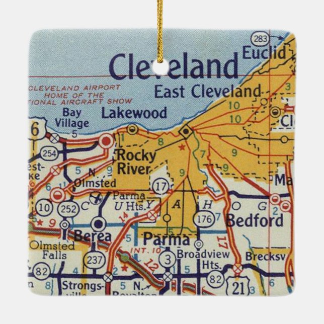 Cleveland Vintage Karta Julgransprydnad Keramik (Baksida)