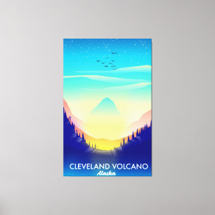 Cleveland Volcano Alaska-reseaffisch Canvastryck