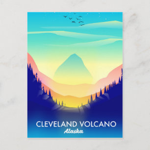 Cleveland Volcano Alaska reseskylt Vykort
