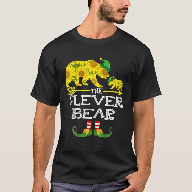 Clever Bear Elf Solros Funny julgåva T Shirt (Framsida)