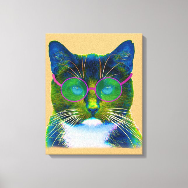 Clever Cat med glasaktigt Kanvastryck (Framsida)