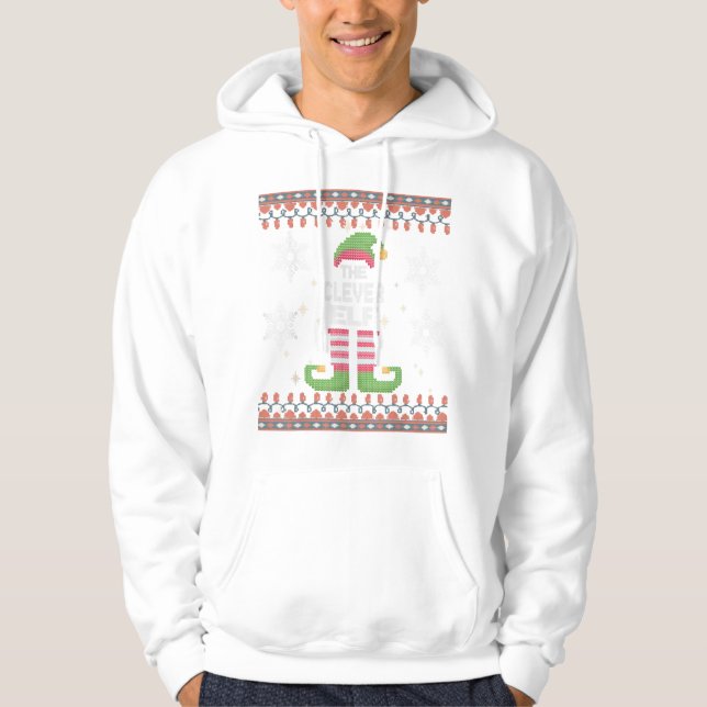 Clever Elf Ugly jul Hoodie (Framsida)