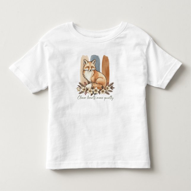 Clever Fox Quote Watercolor Art T Shirt (Framsida)