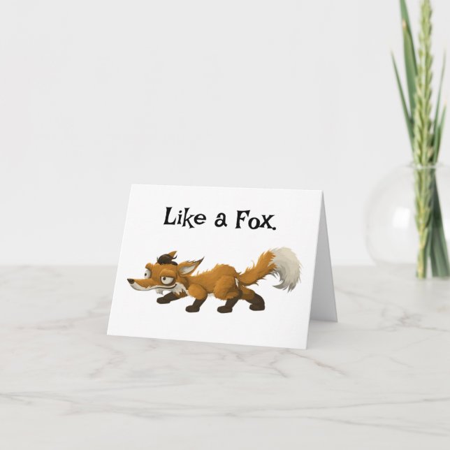 Clever Fox-Tecknad - "like a Fox"-design Kort (Framsida)