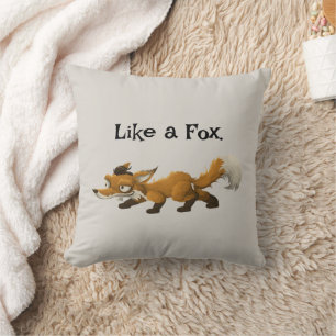 Clever Fox-Tecknad - "like a Fox"-design Kudde