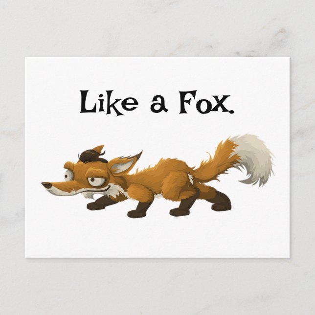 Clever Fox-Tecknad - "like a Fox"-design Vykort (Framsida)