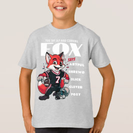 Clever Foxy Fox Grått Tecknad Boys Ash T Shirt
