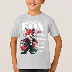 Clever Foxy Fox Grått Tecknad Boys Ash T Shirt