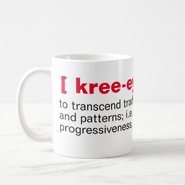 Clever [ kree-ey-tiv-i-tee] Kaffe Mugg (Vänster)