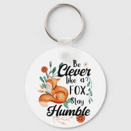 Clever like Fox, Humble, Woodland Blommigt Nyckelring