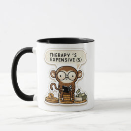 Clever Monkey - "Therapy's Expensive" Lustigt Mugg