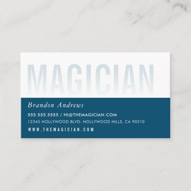 CLEVER OMBRE FADE TEXT - minimal modern mörk blått Visitkort (Framsida)