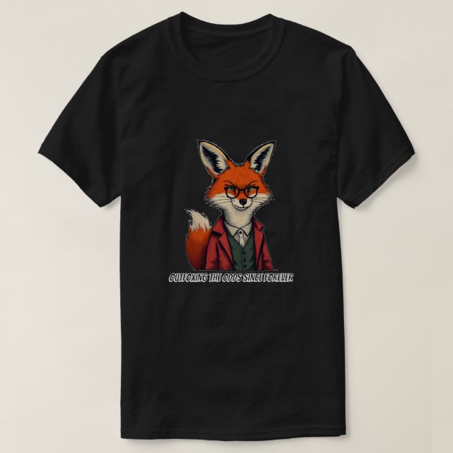 Clever Red Fox i Glass och Kostym - Lårcitat T Shirt (Design framsida)