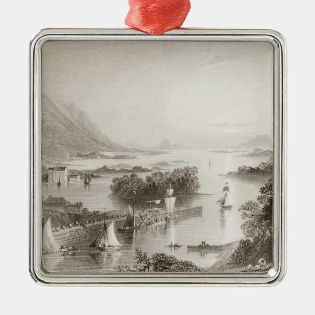 Clew fjärden som ses från Westport, ståndsmässiga Julgransprydnad Metall (Framsidan)