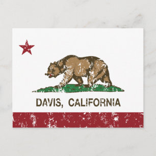 Clfornia flagga davis, nödlidande vykort