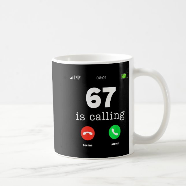 Clic 67 Is Calling Shirt Funny Six Seven Meme  Kaffemugg (Höger)