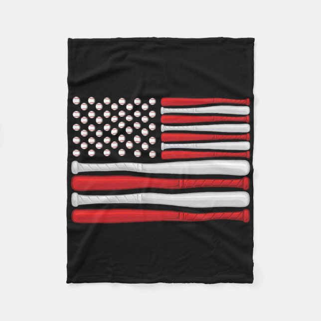 Clic Amerikansk Baseboll Flagga - Vintage Baseboll Fleecefilt (Framsidan)