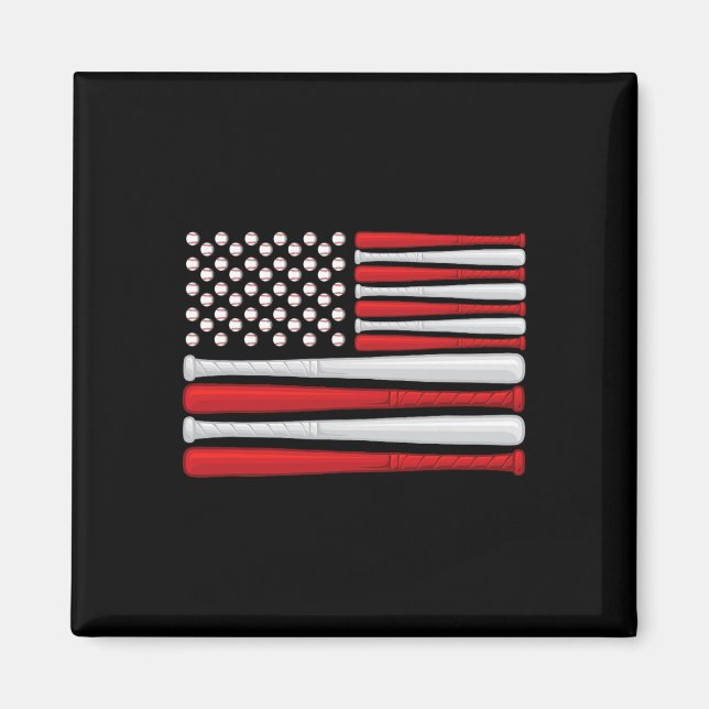 Clic Amerikansk Baseboll Flagga - Vintage Baseboll Magnet (Framsidan)