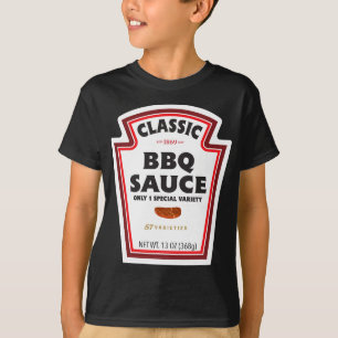 Clic Bbq Sauce Flaska Etikett Rolig Halloween Kost T Shirt