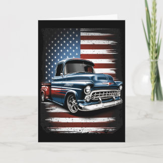 Clic gammal pickup lastbil amerikansk flagga 4 jul kort
