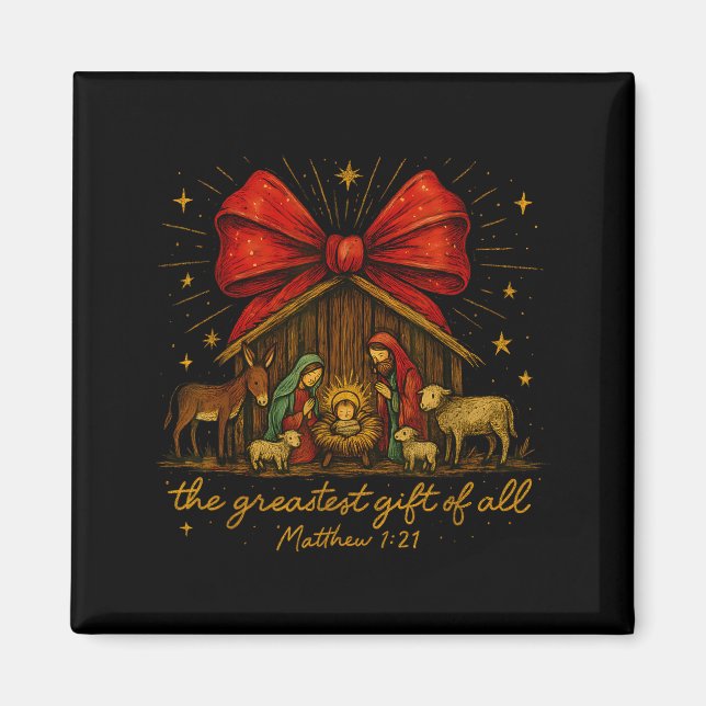 Clic Nativity Scene – Greatest Gift Matthew 1_21  Magnet (Framsidan)