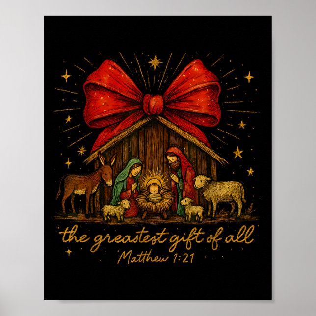 Clic Nativity Scene – Greatest Gift Matthew 1_21  Poster (Framsidan)