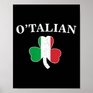 Clic O'talian Shamrock and Italien Flagga Irish St Poster