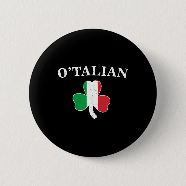 Clic O'talian Shamrock Och Italiens Flagga Irländs Knapp (Framsida)