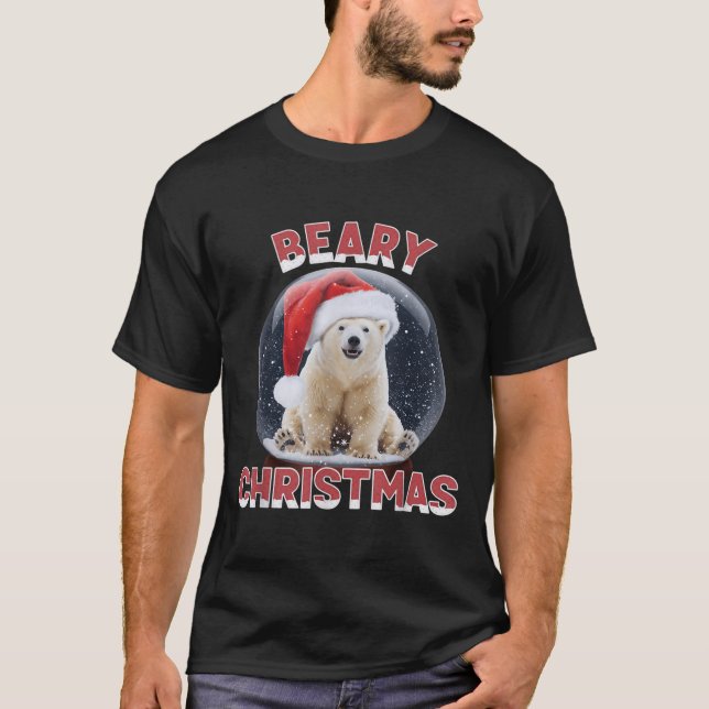 Clic Snö Globe jul Lar Bear T Shirt (Framsida)