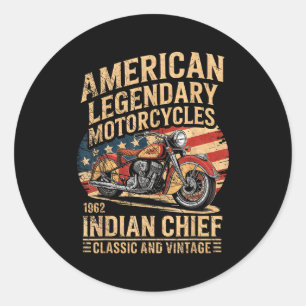 Clic & Vintage Amerikansk Motorcykel Indian Born Runt Klistermärke