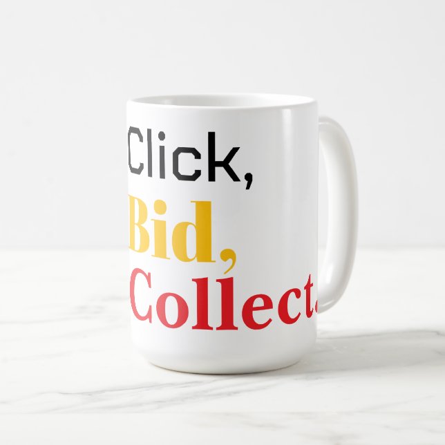 Click, Bid, Collect. Book  Kaffemugg (Framsida höger)