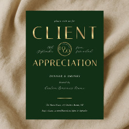 Client Appreciation Day Green & Gold Logo Company Inbjudningar
