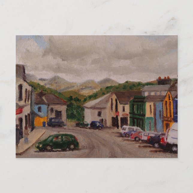 Clifden Ireland Cityscape Impressionistisk målning Vykort (Framsida)