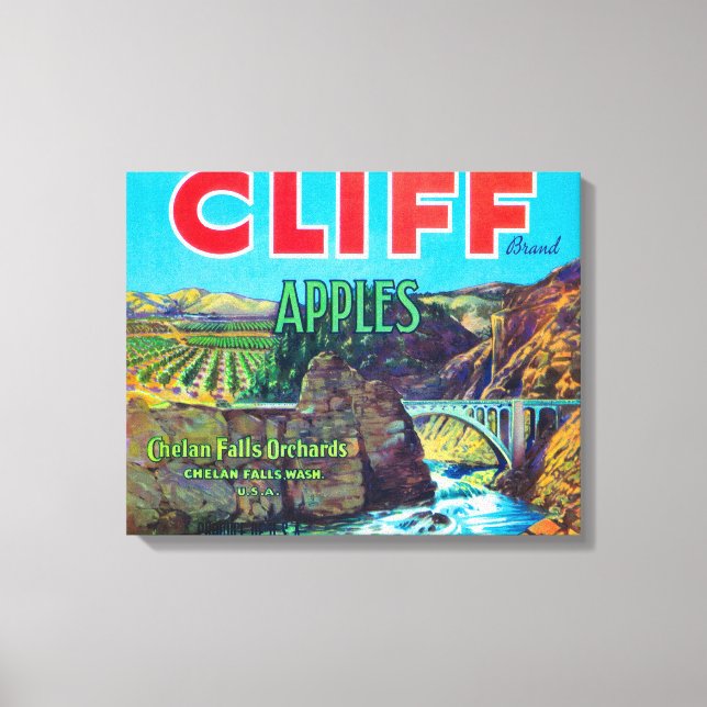 Cliff Apple-etikett - Chelan Falls, WA Canvastryck (Framsida)