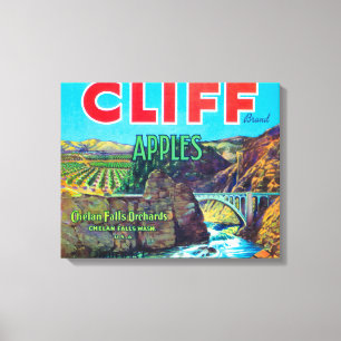 Cliff Apple-etikett - Chelan Falls, WA Canvastryck