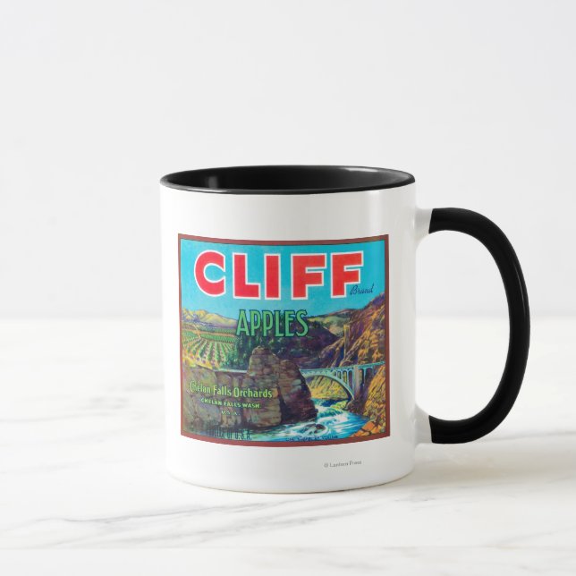 Cliff Apple-etikett - Chelan Falls, WA Mugg (Höger)