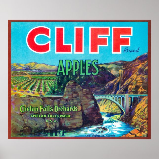 Cliff Apple-etikett - Chelan Falls, WA Poster (Framsidan)