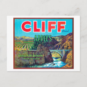 Cliff Apple-etikett - Chelan Falls, WA Vykort