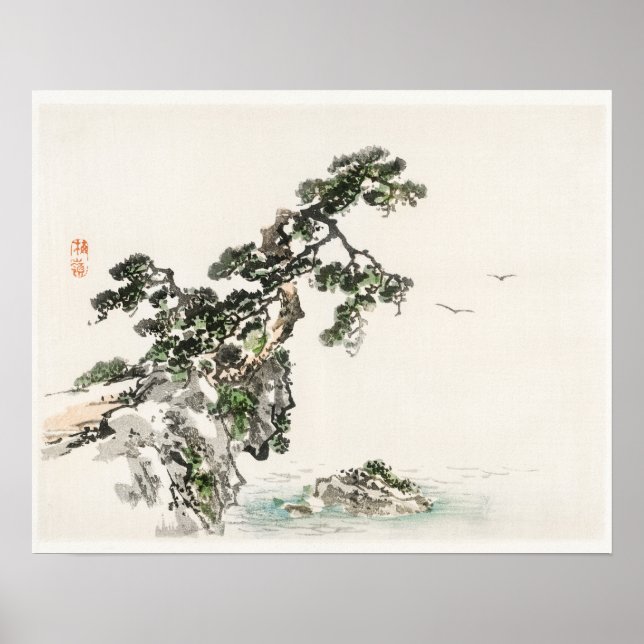 Cliff by Kōno Bairei (1844-1895) Poster (Framsidan)