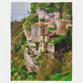 Cliff Castle, Sicilien, Italien Acrylic Art Fleecefilt