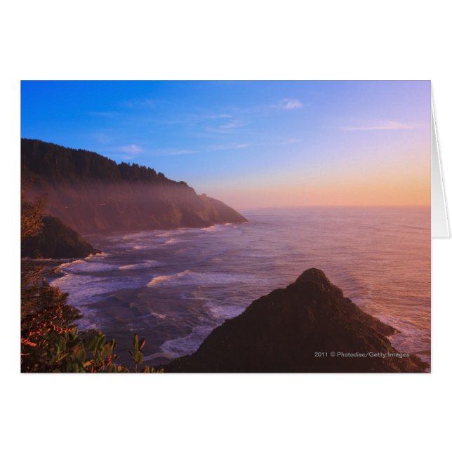 Cliff Coastal View in Oregon at Sunset Hälsningskort (Framsidan Horizontal)