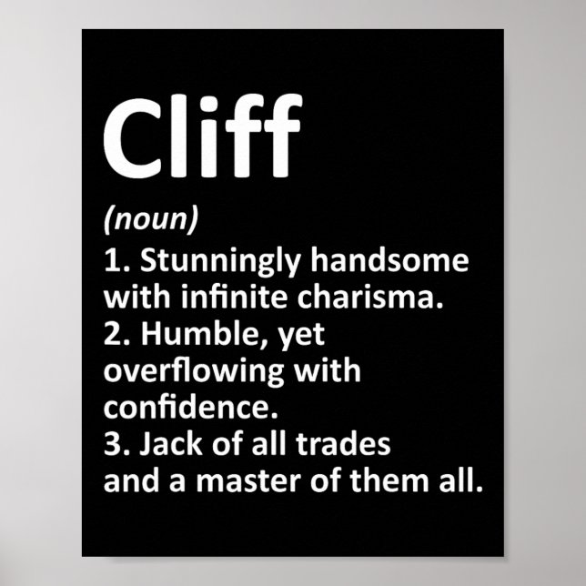 Cliff Definition Personalized Name Funny Birthday  Poster (Framsidan)