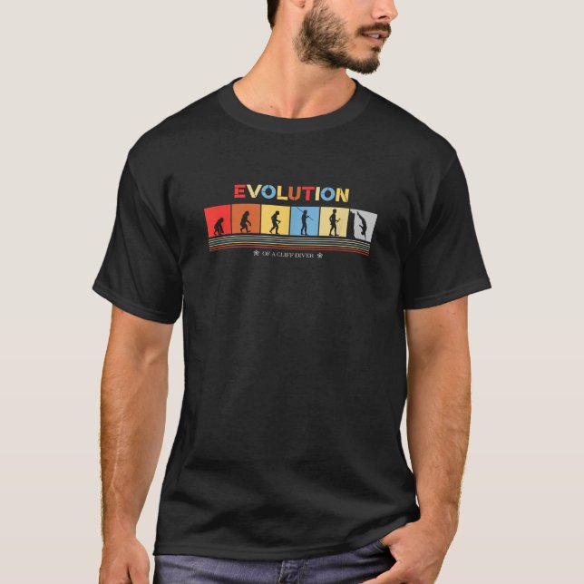 Cliff Diver Evolutionen av en Cliff Diver Retroloo T Shirt (Framsida)