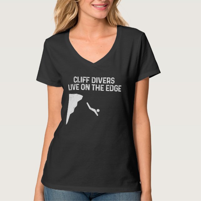 Cliff Divers Live On The Edge Tombstoning Base Jum T Shirt (Framsida)