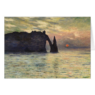 Cliff Etretat, Sunset av Claude Monet Hälsningskort