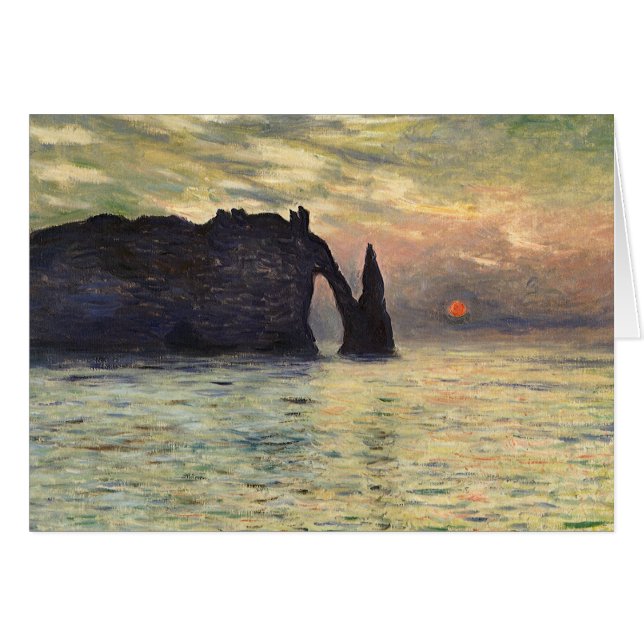 Cliff Etretat, Sunset av Claude Monet Hälsningskort (Framsidan Horizontal)