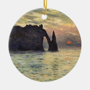 Cliff Etretat, Sunset av Claude Monet Julgransprydnad Keramik